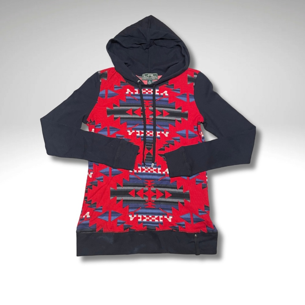Ralph Lauren Southwestern Waffle Knit Hoodie • Aztec Print Western Pullover